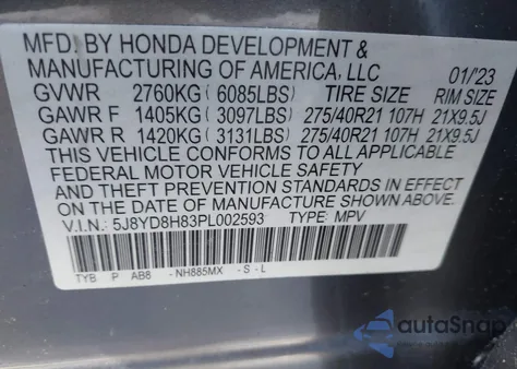 2023 Acura Mdx Type S W/Advance Package z USA, uszkodzony, nr VIN 5J8YD8H83PL002593
